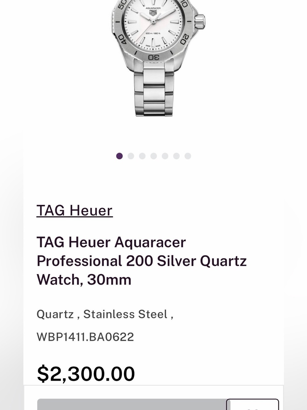 Tag Heuer Womens Silver Watch